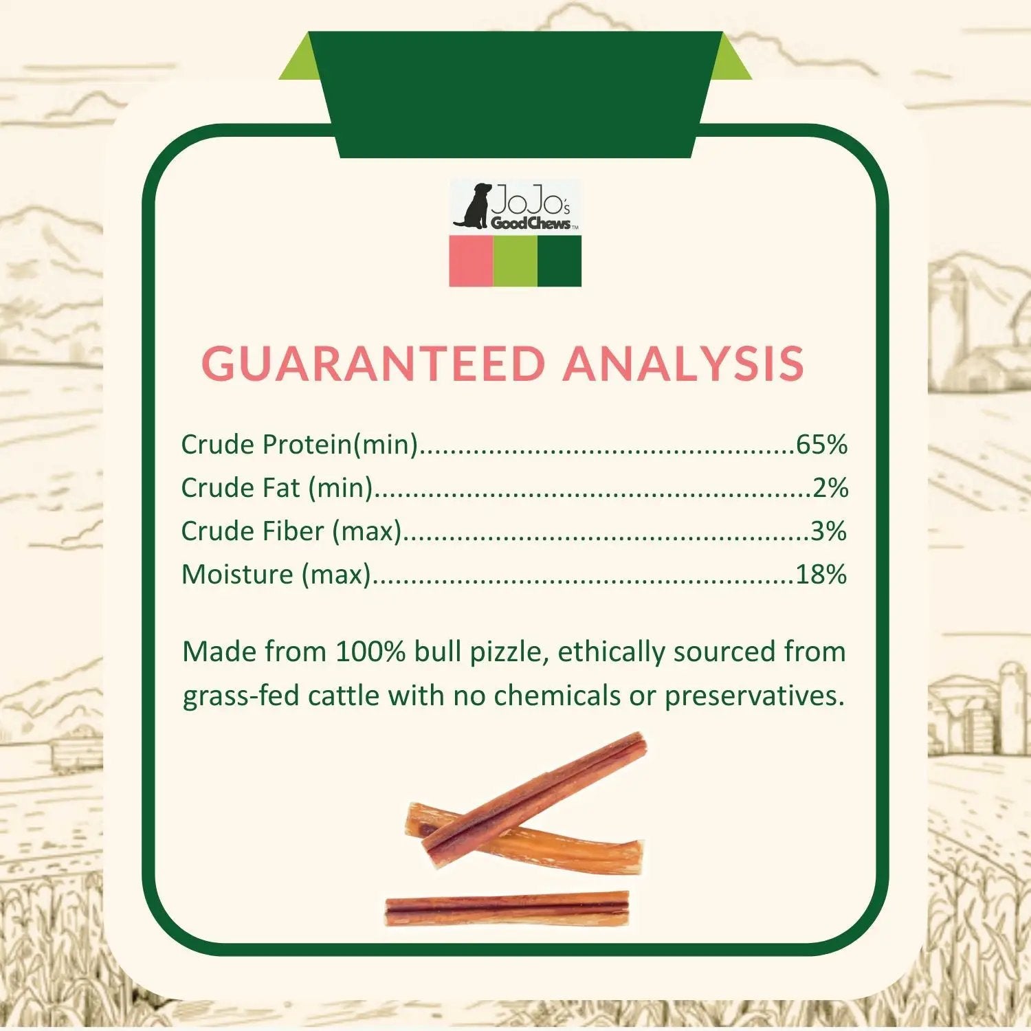 Beef bully stick dog treats 6-inch thick, high-protein, long-lasting chew JoJo's Good Chews on Tampa Home & Garden Store