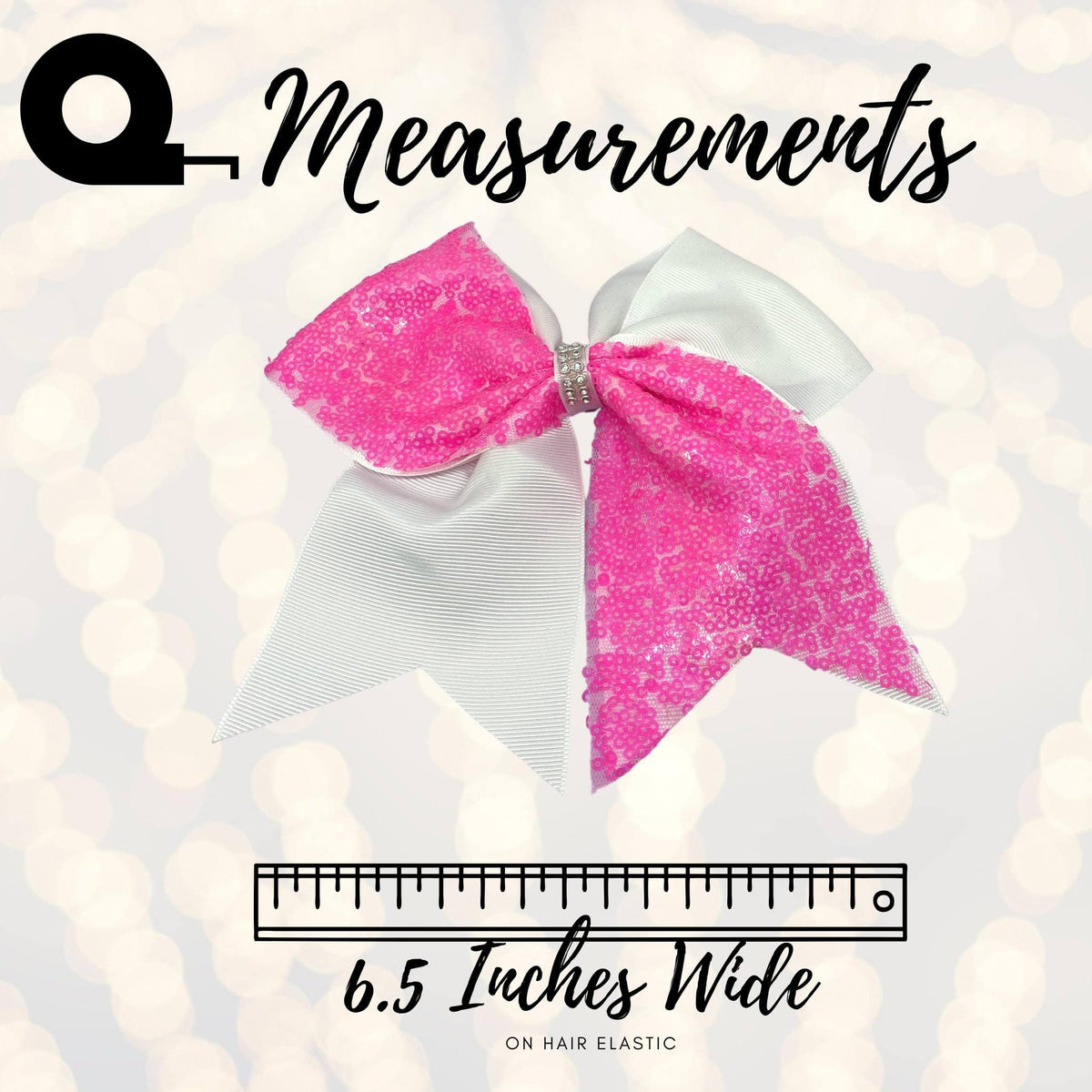 Sequin Cheer Bow 6-Pack 6.5-inch pink bow with rhinestone center, alligator clips on Tampa Home & Garden Store