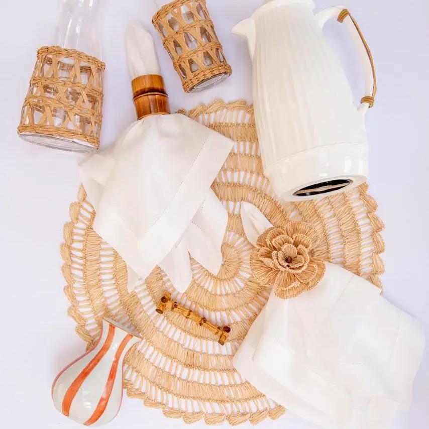 Brazilian Bamboo Napkin Ring set by Talah Home in natural bamboo finish on Tampa Home & Garden Store