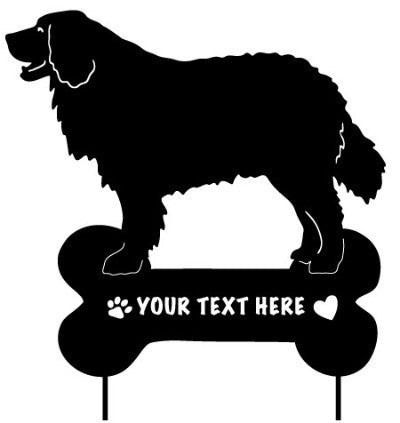 Bernese Mountain Dog garden stake silhouette with bone sign by Rustica Ornamentals on Tampa Home & Garden Store
