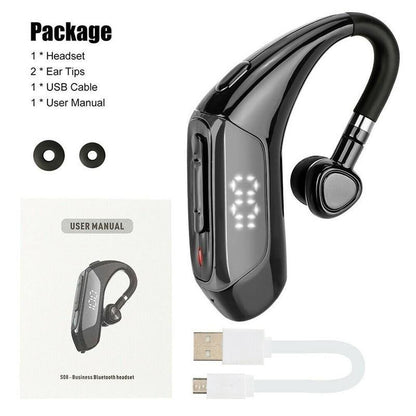 Business Bluetooth 5.0 headset by Stevvex, black with LED display, USB cable included on Tampa Home & Garden Store