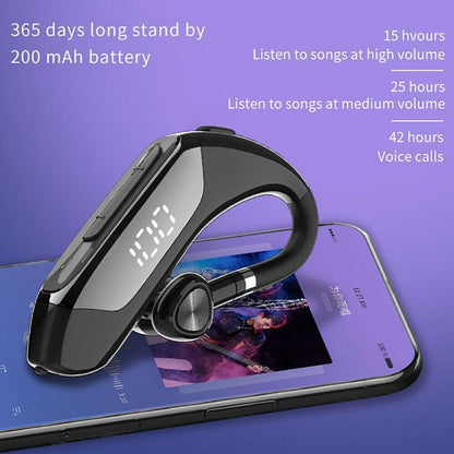 Business Bluetooth 5.0 wireless single-ear headset with LED power display Stevvex black on Tampa Home & Garden Store