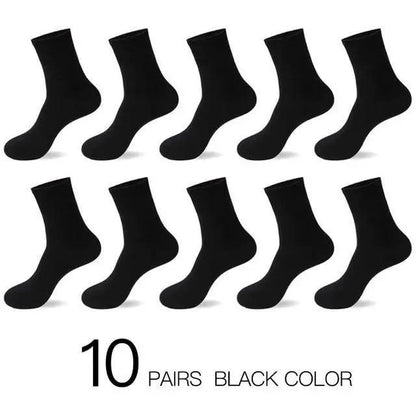 10-pair black cotton crew socks for men, breathable and reinforced on Tampa Home & Garden Store