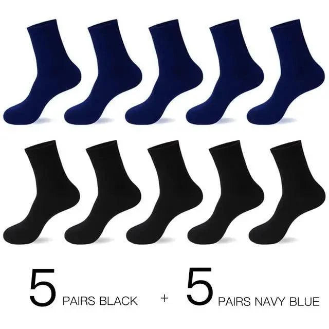 Crew socks 10-pack featuring 5 black and 5 navy blue pairs on Tampa Home & Garden Store