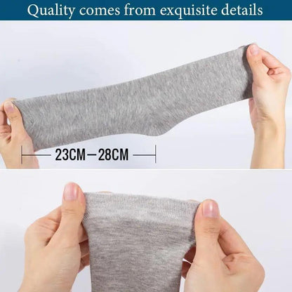 Men's gray knit crew sock stretched to reveal 23–28 cm size range on Tampa Home & Garden Store