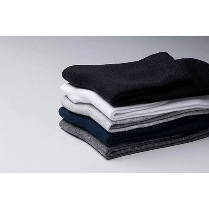 Stevvex cotton crew socks stack in black, white, gray, navy, and charcoal for men on Tampa Home & Garden Store