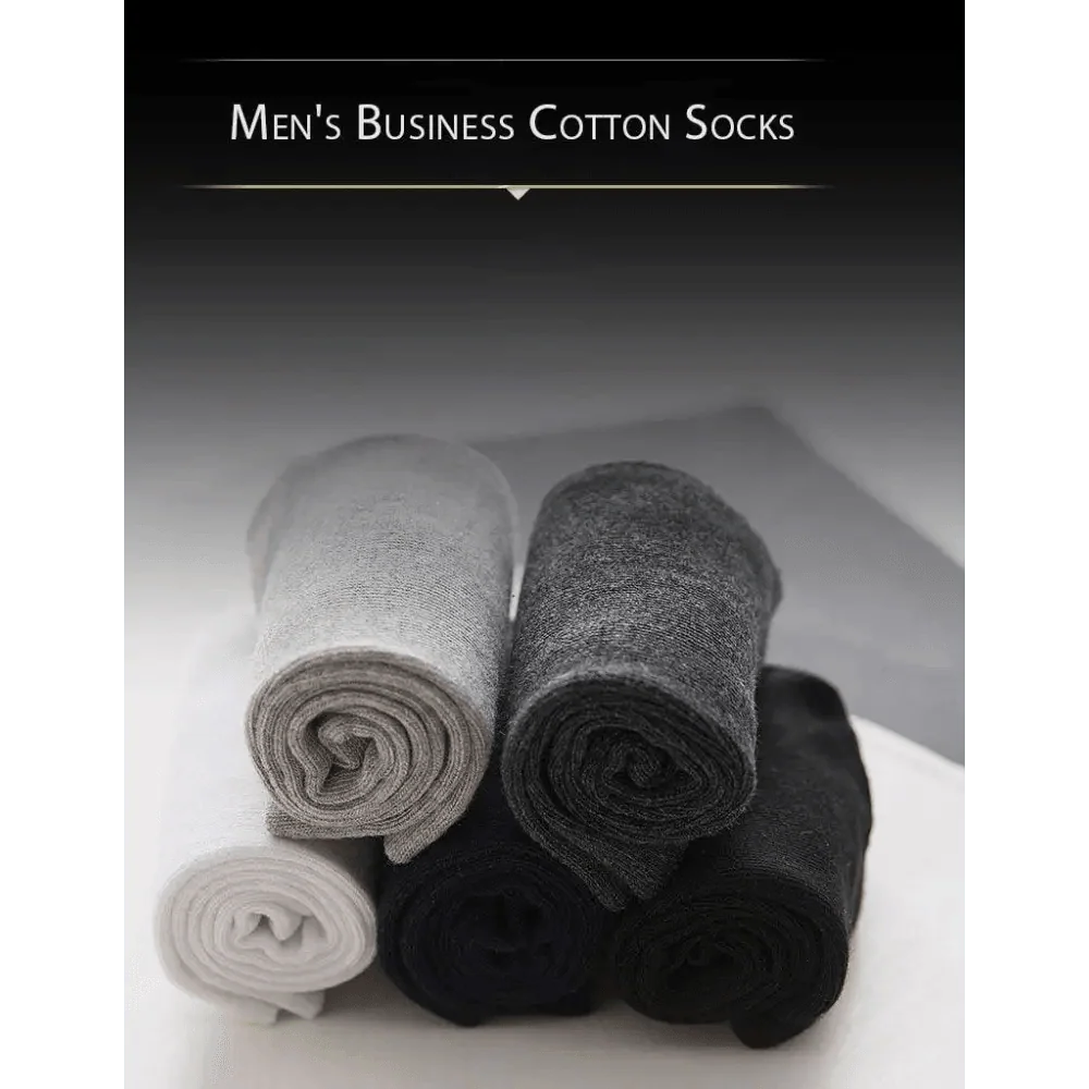 Men's crew socks 5-pair set by Stevvex in white gray charcoal black cotton on Tampa Home & Garden Store