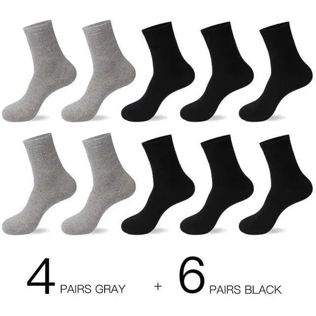 Stevvex crew cotton socks in gray and black, 4 gray pairs + 6 black pairs on Tampa Home & Garden Store