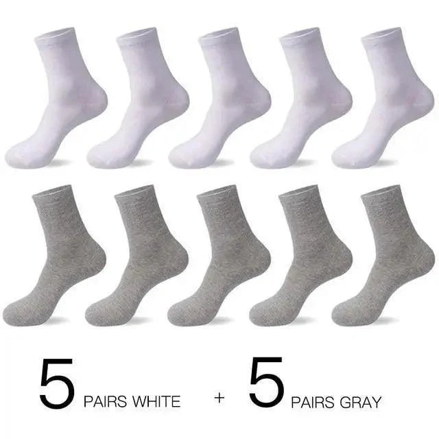 White Cotton Crew Socks, 10 pairs (5 white, 5 gray), breathable reinforced cotton Stevvex on Tampa Home & Garden Store