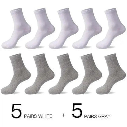 White Cotton Crew Socks, 10 pairs (5 white, 5 gray), breathable reinforced cotton Stevvex on Tampa Home & Garden Store