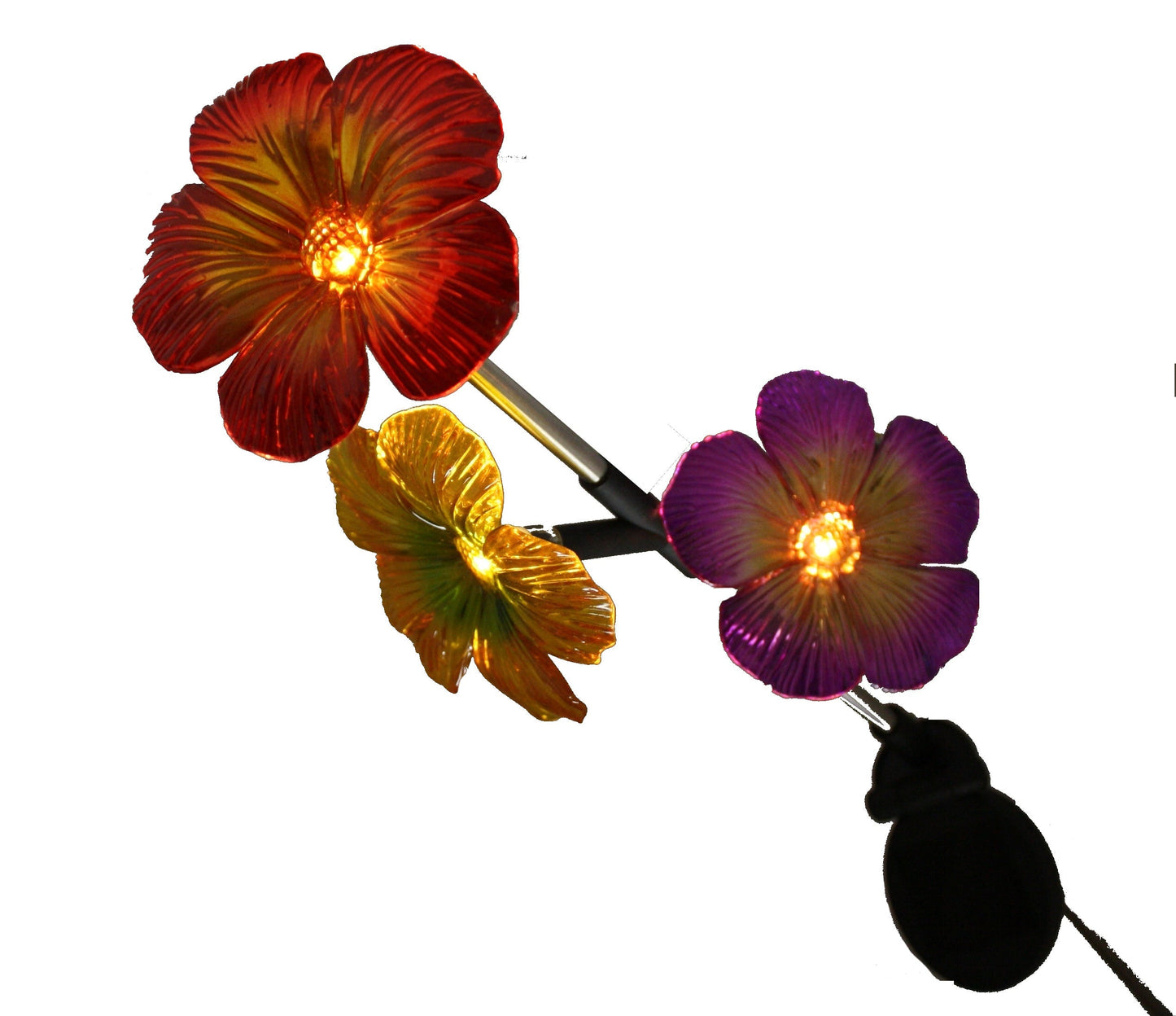 Piquet de jardin fleuri éclairé à l'énergie solaire de 71 cm de haut