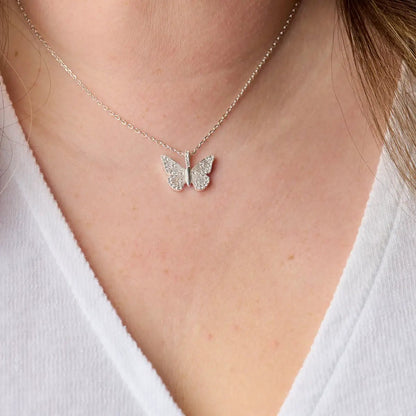 Butterfly and Crystal Necklace Adjustable