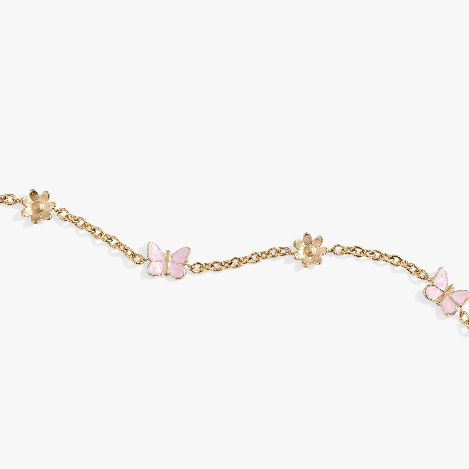 Butterfly and Flower Anklet ALEX AND ANI gold-tone chain with pink butterfly charms on Tampa Home & Garden Store