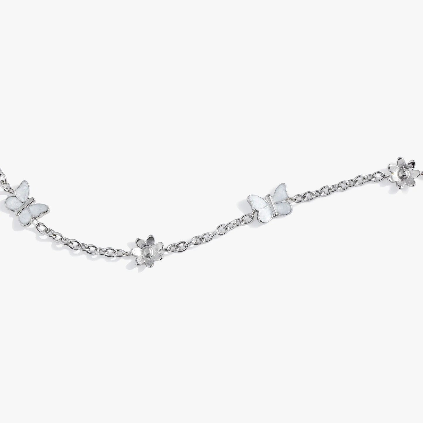 Butterfly and Flower Anklet with silver-tone chain and enamel petal charms on Tampa Home & Garden Store