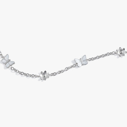 Butterfly and Flower Anklet with silver-tone chain and enamel petal charms on Tampa Home & Garden Store