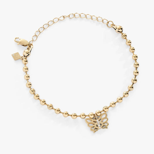 Butterfly Ball Chain Bracelet by ALEX AND ANI in gold-tone with crystal butterfly charm on Tampa Home & Garden Store