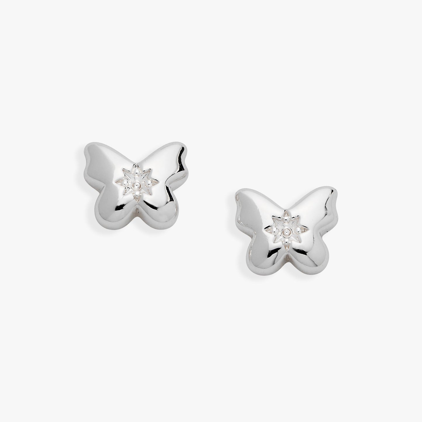 Alex and Ani Puffy Butterfly Crystal Stud Earrings, silver butterfly with star crystal pair on Tampa Home & Garden Store