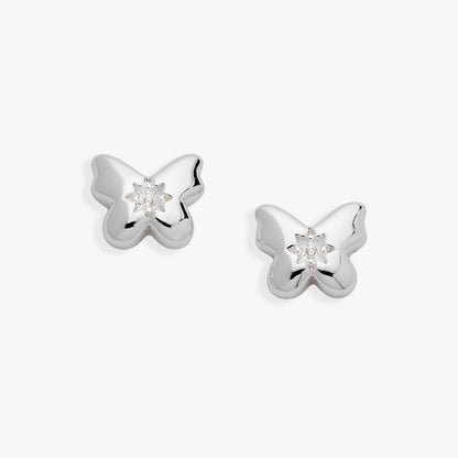 Alex and Ani Puffy Butterfly Crystal Stud Earrings, silver butterfly with star crystal pair on Tampa Home & Garden Store