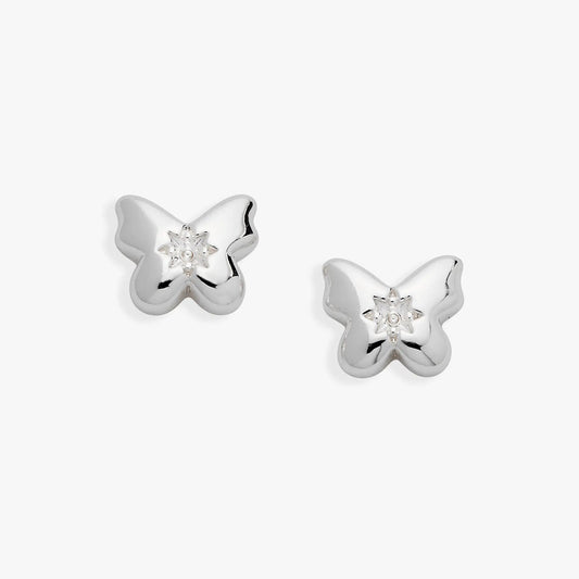 Alex and Ani Puffy Butterfly Crystal Stud Earrings, silver butterfly with star crystal pair on Tampa Home & Garden Store