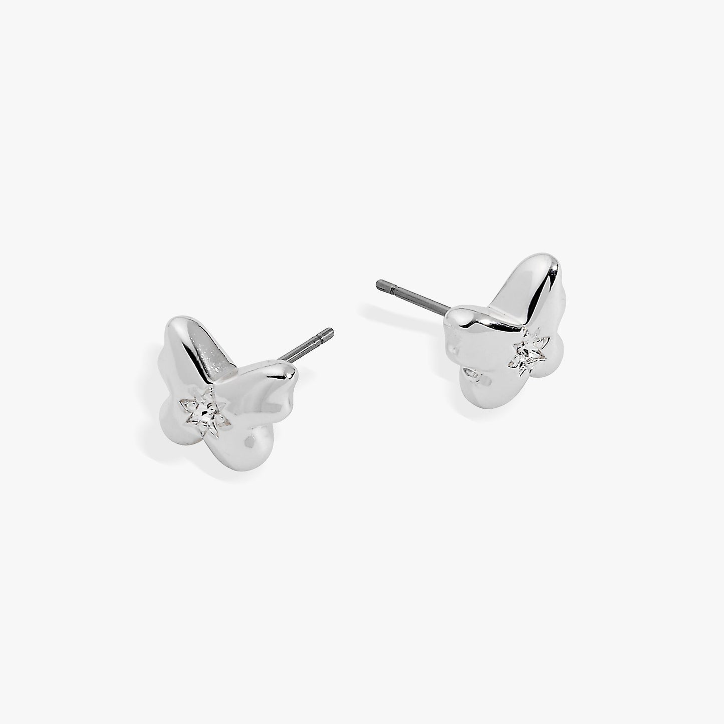 Puffy Butterfly Crystal Stud Earrings silver-tone by ALEX AND ANI pair on Tampa Home & Garden Store