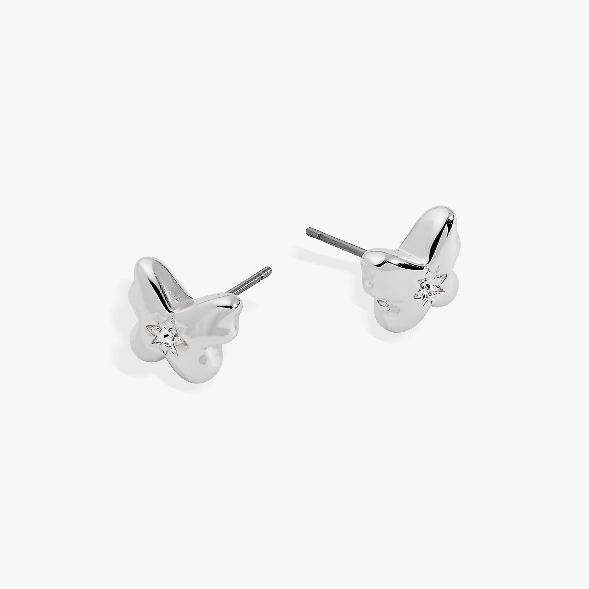Puffy Butterfly Crystal Stud Earrings silver-tone by ALEX AND ANI pair on Tampa Home & Garden Store