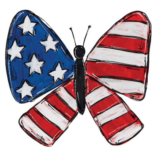 Butterfly Door Hanger, Patriotic Door Hanger, wood sign, DECOE-W-131, 22" Door Hanger