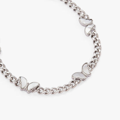 Butterfly Curb Chain Bracelet With Crystals