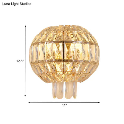 Wall Sconce Butterfly Crystal Gold Finish by Decorbites, crystal globe with hanging prisms on Tampa Home & Garden Store
