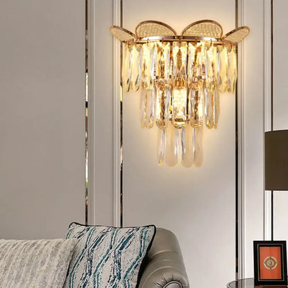 Wall Sconce Butterfly Crystal Gold Bedroom Light by Decorbites with hanging crystal prisms on Tampa Home & Garden Store