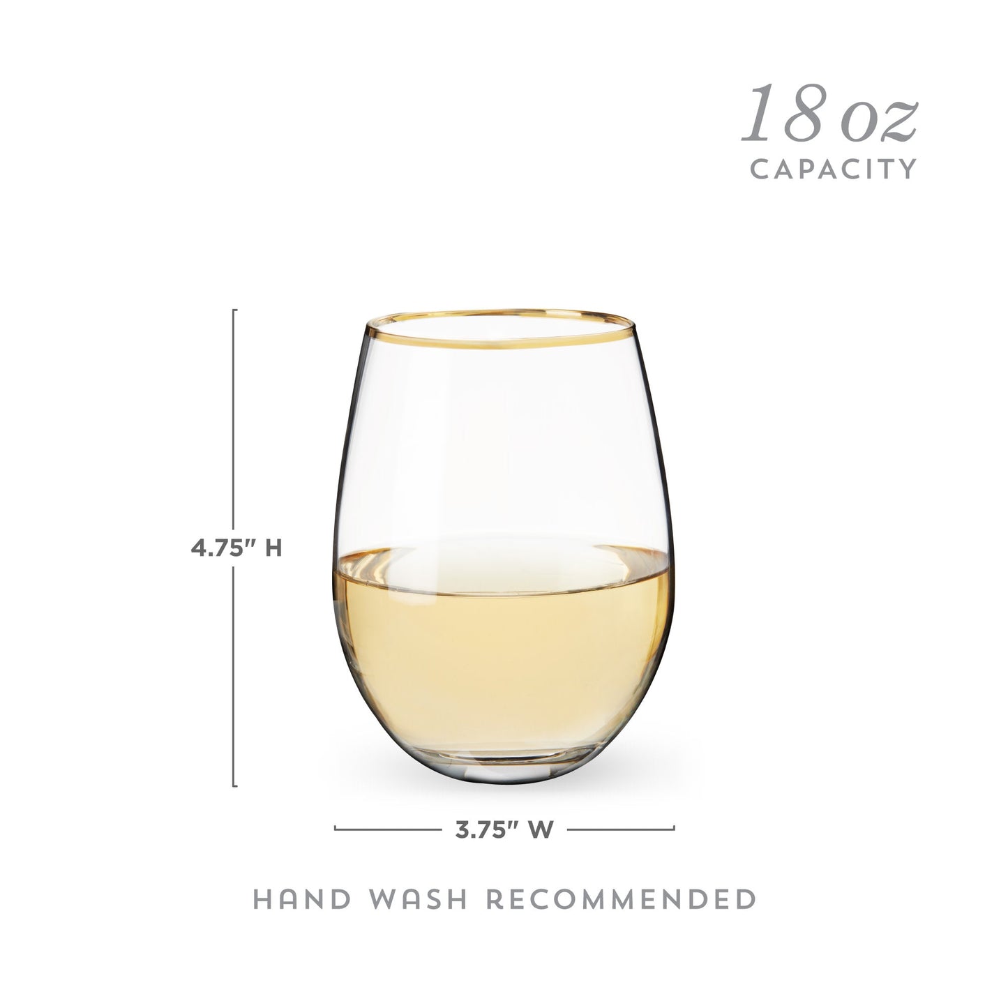 Gilded Stemless Wine Glasses and Gold Rim Set