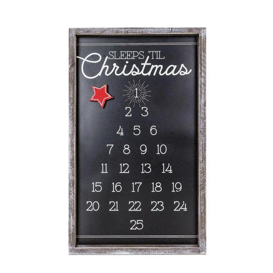 Gia Roma Magnetic Advent Sign black chalkboard countdown with rustic wood frame and red star on Tampa Home & Garden Store