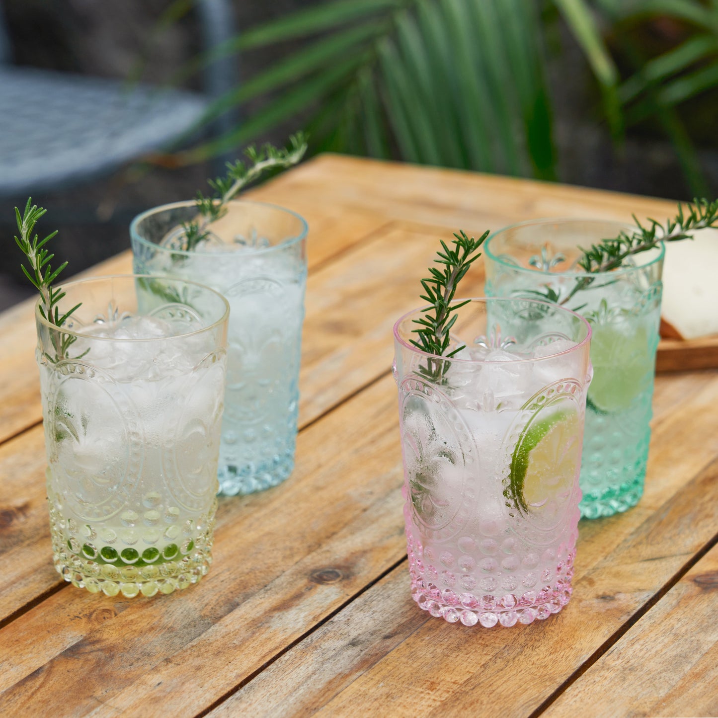 Pastel Acrylic Embossed Tumbler Set of Four