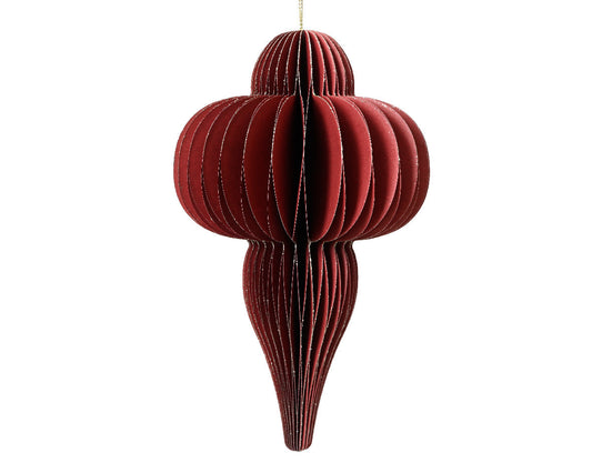 Finial Honeycomb Paper Ornament - 16 Inch -  Red - Tampa Home & Garden Store