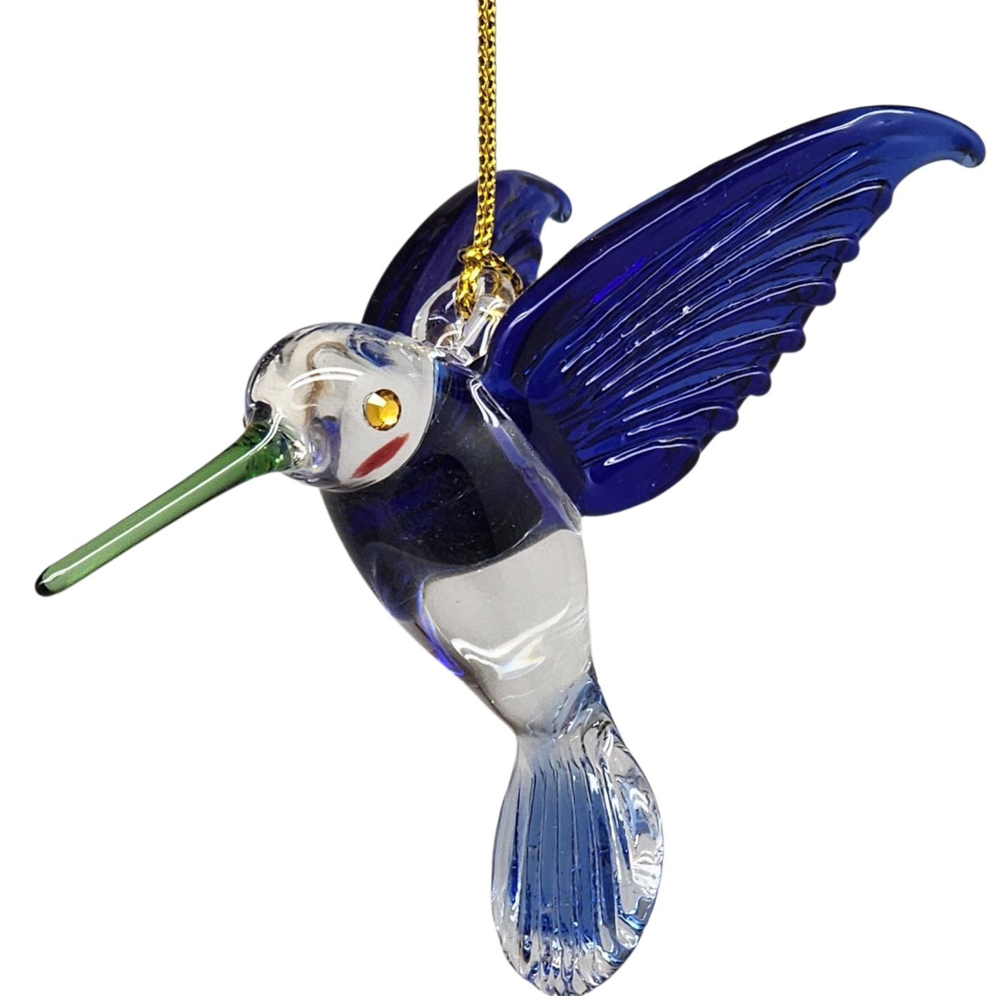 Colibri ornemental en verre égyptien - Bleu à bec vert