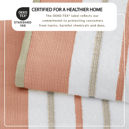 Soft Cotton Bath Towel Set and Stripe Detail