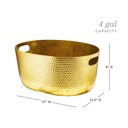 The Gold Hammered Metal Tub For Wine And Parties