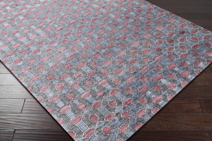 Rug Byfield Carpet from Boutique Rugs with grey background and pink oval geometric pattern on Tampa Home & Garden Store