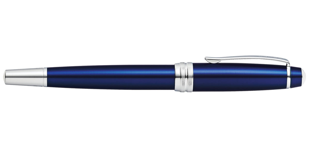 Bailey Blue Lacquer Stainless Steel Medium Nib Fountain Pen by Cross with silver trim on Tampa Home & Garden Store