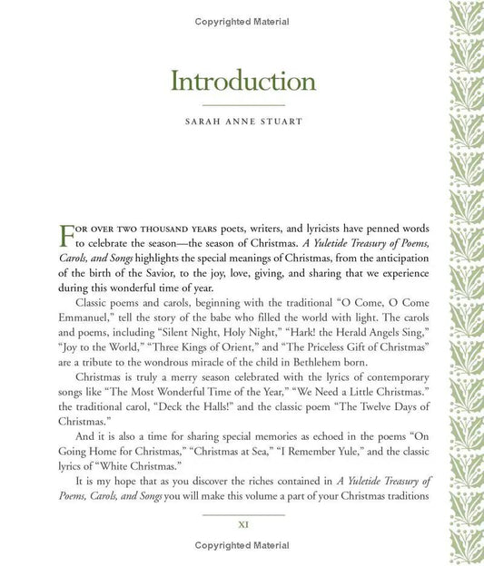 A Yuletide Treasury of Poems, Carols and Songs book page with Introduction header on Tampa Home & Garden Store