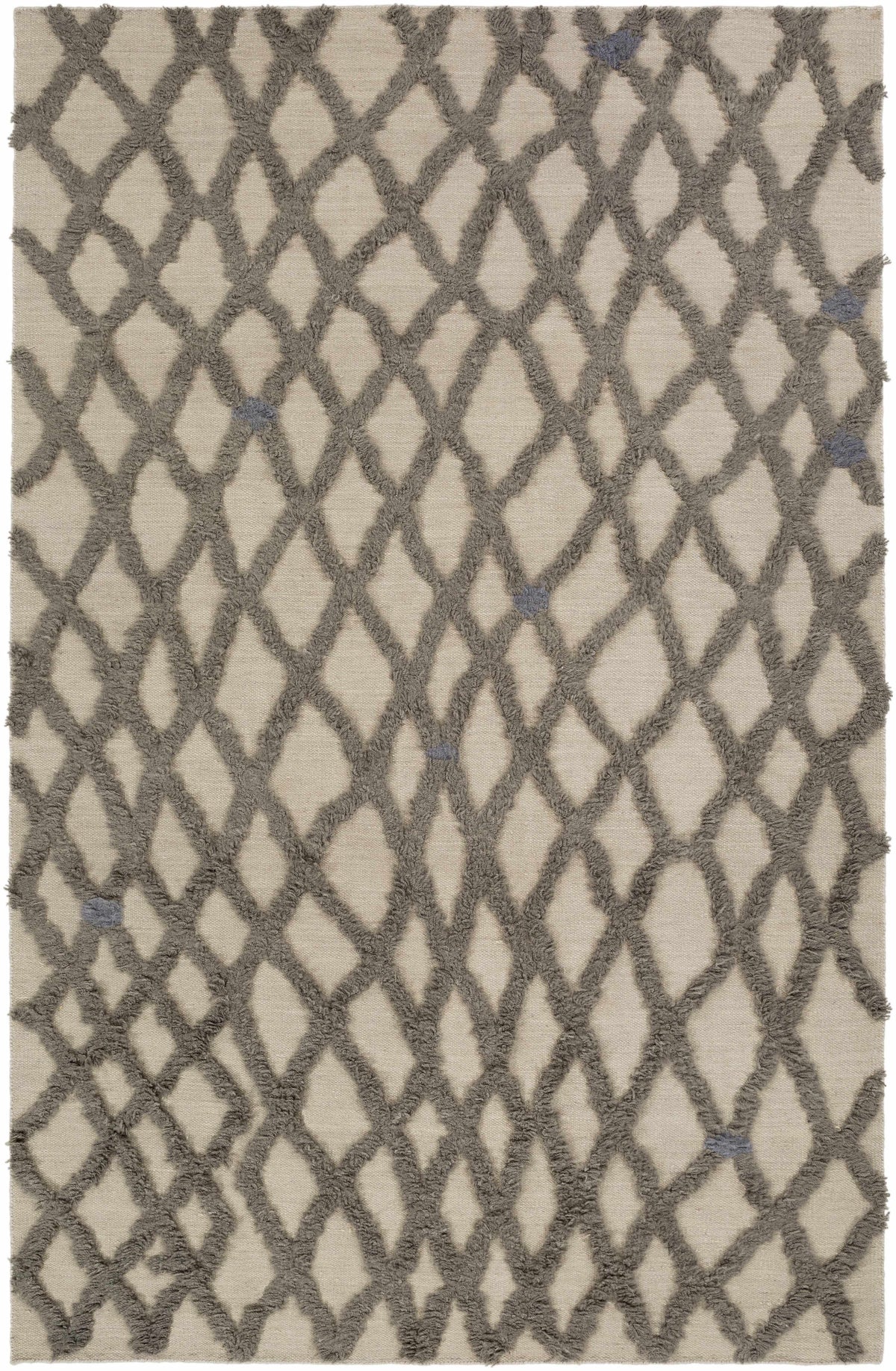 Clare Area Rug by Boutique Rugs, beige background with gray diamond lattice pattern on Tampa Home & Garden Store