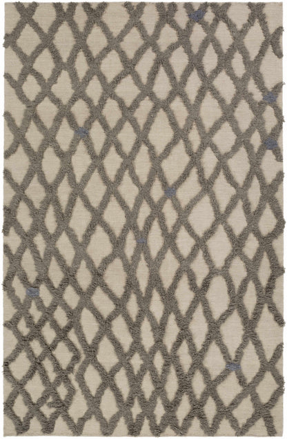 Clare Area Rug by Boutique Rugs, beige background with gray diamond lattice pattern on Tampa Home & Garden Store