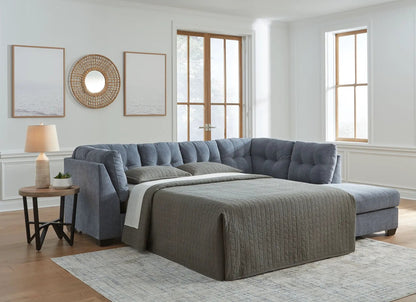 Marleton Sleeper Sectional in blue-gray quilted fabric, sofa bed by Unique Piece Furniture on Tampa Home & Garden Store