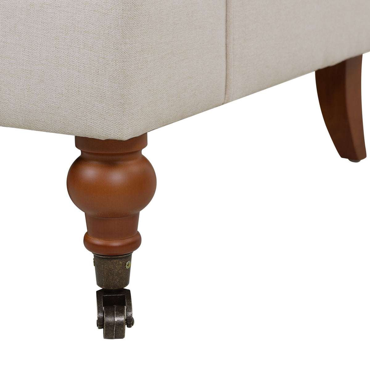 Accent Arm Chair with Casters beige linen upholstery solid hardwood frame HouseOfZazla on Tampa Home & Garden Store