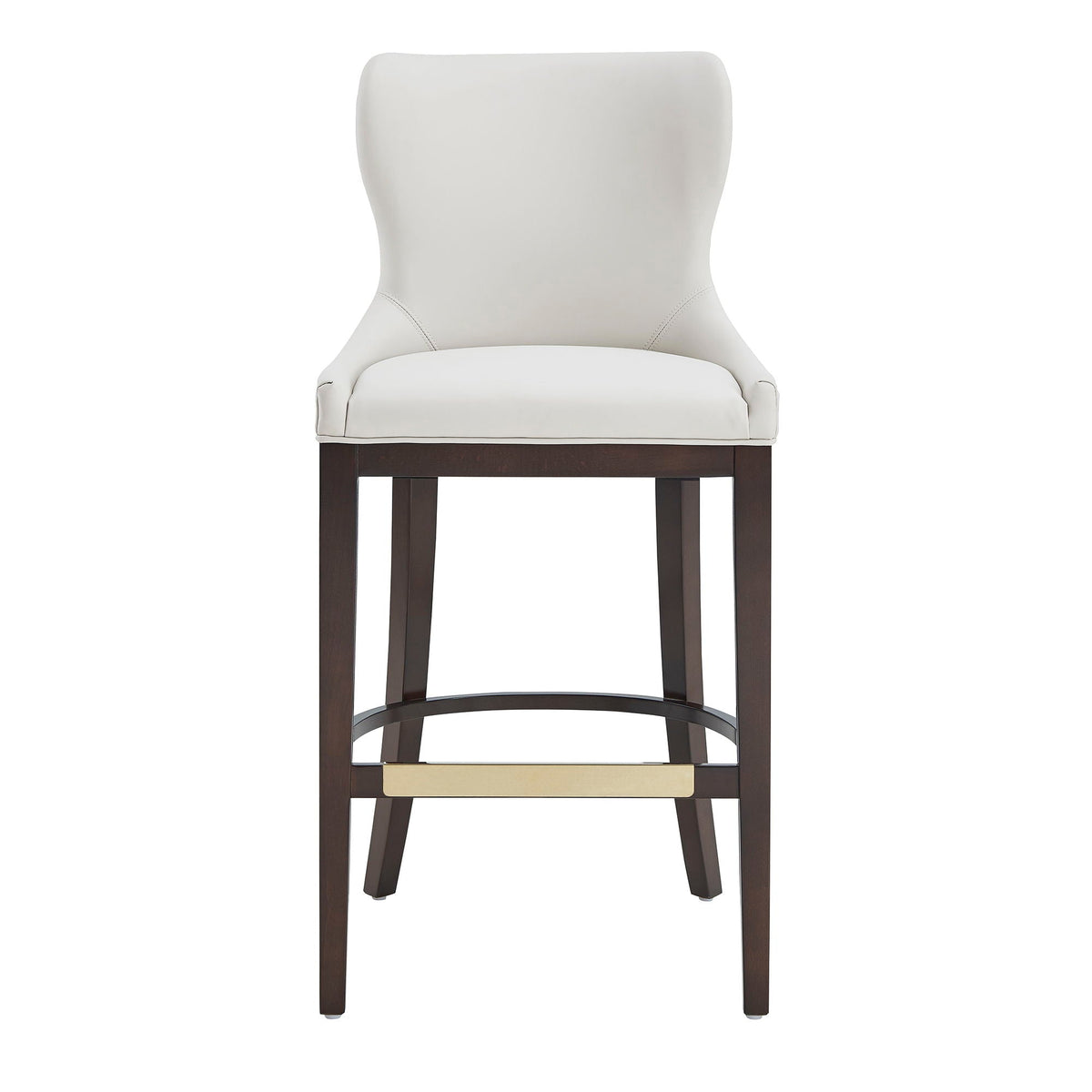 Bar height barstool with backrest, white upholstery, dark wood legs, HouseOfZazla on Tampa Home & Garden Store