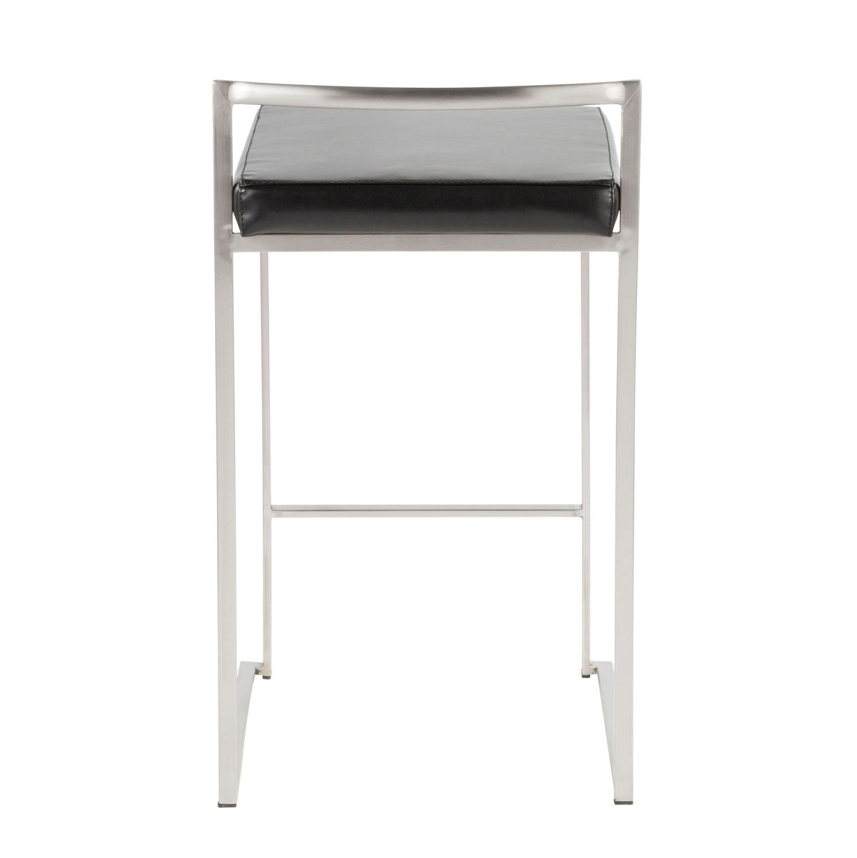 Contemporary stackable counter stool with padded black seat and chrome metal frame on Tampa Home & Garden Store