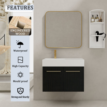 Modern wall mounted bathroom vanity with resin sink and storage rack by HouseOfZazla on Tampa Home & Garden Store