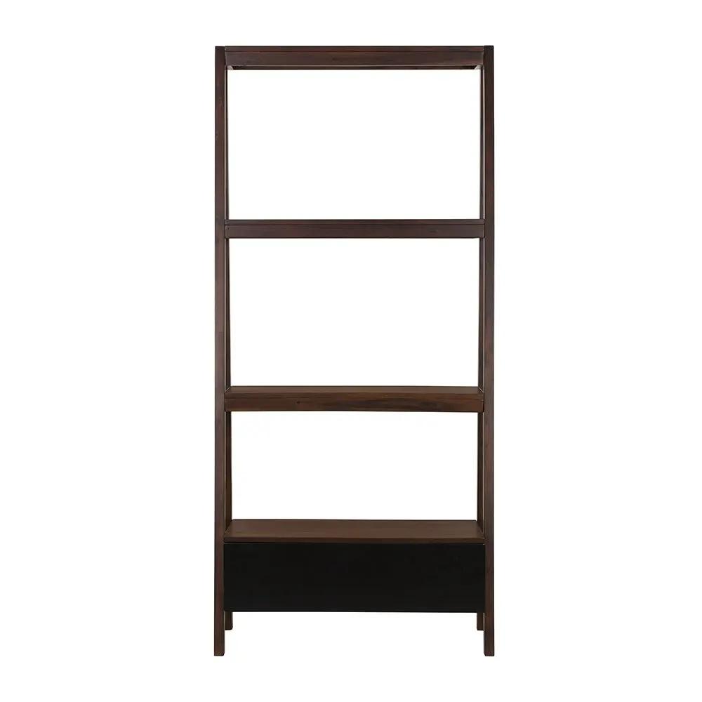 Ladder Shelf and Display Shelf Natural Wood Brown