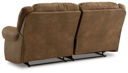 Boothbay 2-Seat Reclining Sofa in brown faux leather upholstery with metal base on Tampa Home & Garden Store