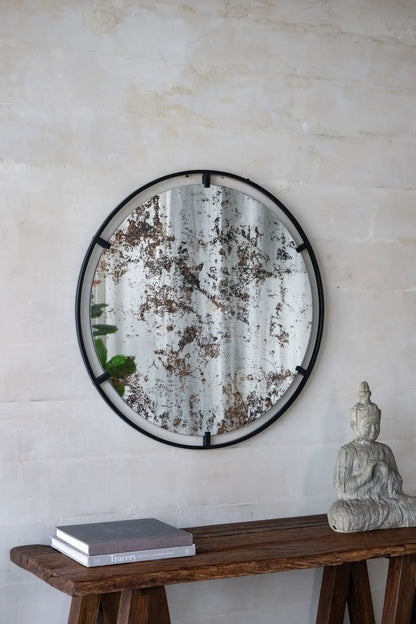 Theodor Round Mirror with Industrial Metal Frame
