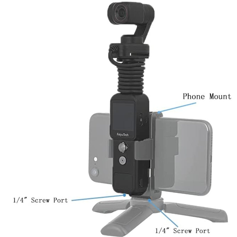 FeiyuTech Pocket2S pocket gimbal with phone mount and tripod base, black 4K cam stabilizer on Tampa Home & Garden Store